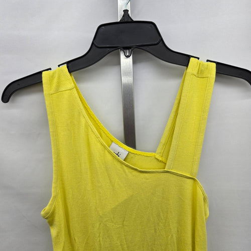 Cabi Radiant Citron Ribbed Asymmetrical Tank Top Size S