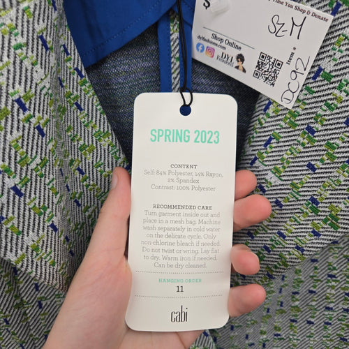 Cabi Presentation Tweed Blazer Green & Blue Pattern Size M