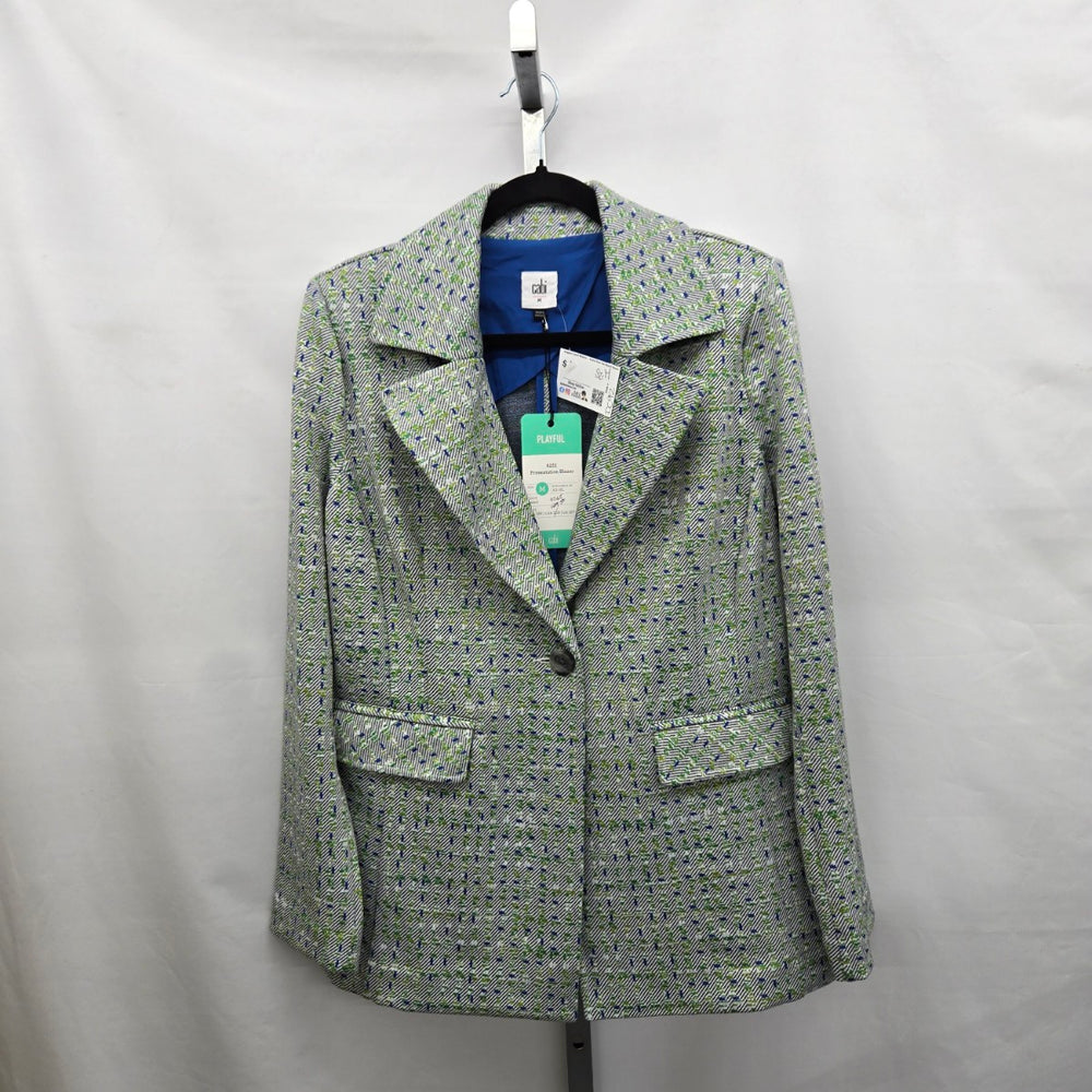 Cabi Presentation Tweed Blazer Green & Blue Pattern Size M