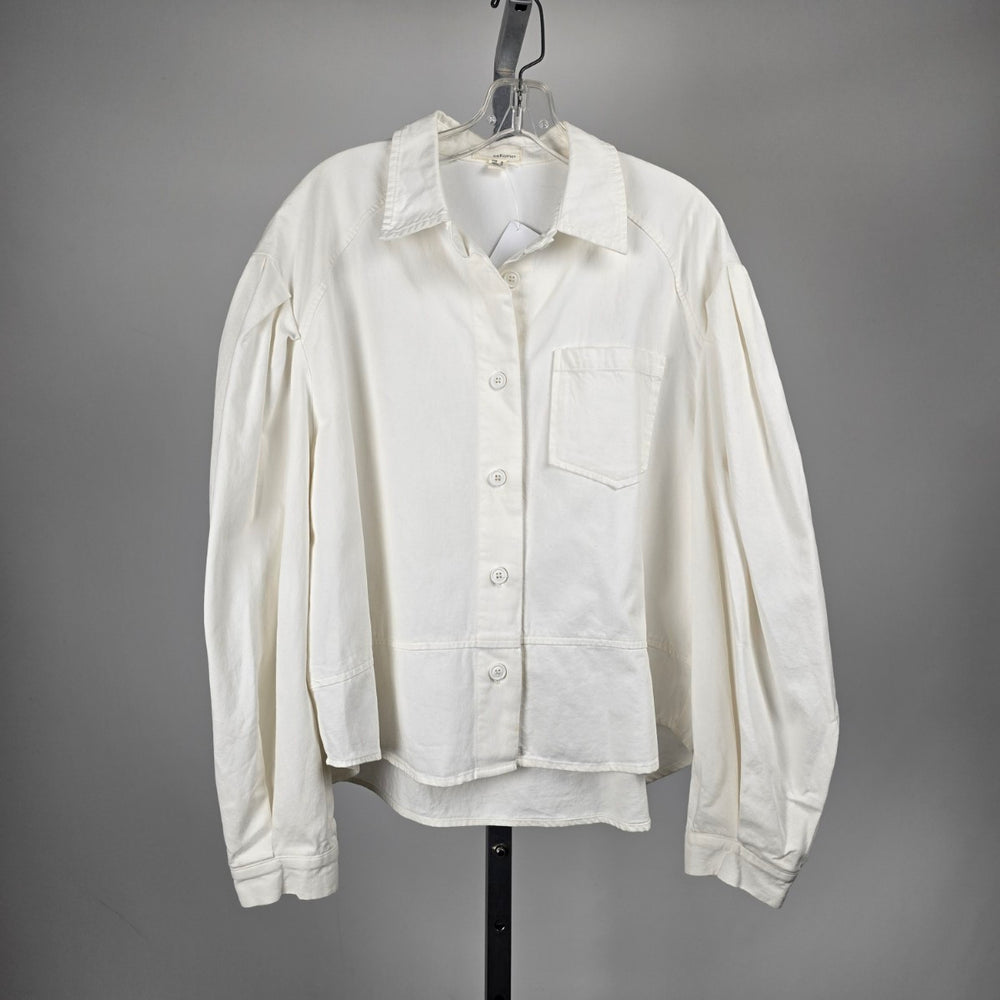 The Korner White Button-Front Oversized Shirt Jacket – Size M