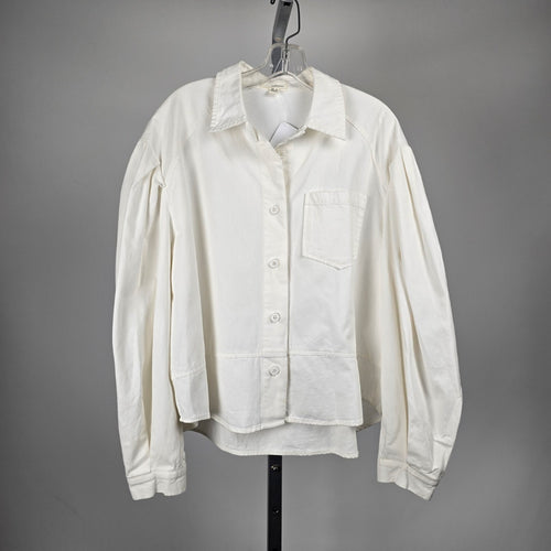 The Korner White Button-Front Oversized Shirt Jacket – Size M