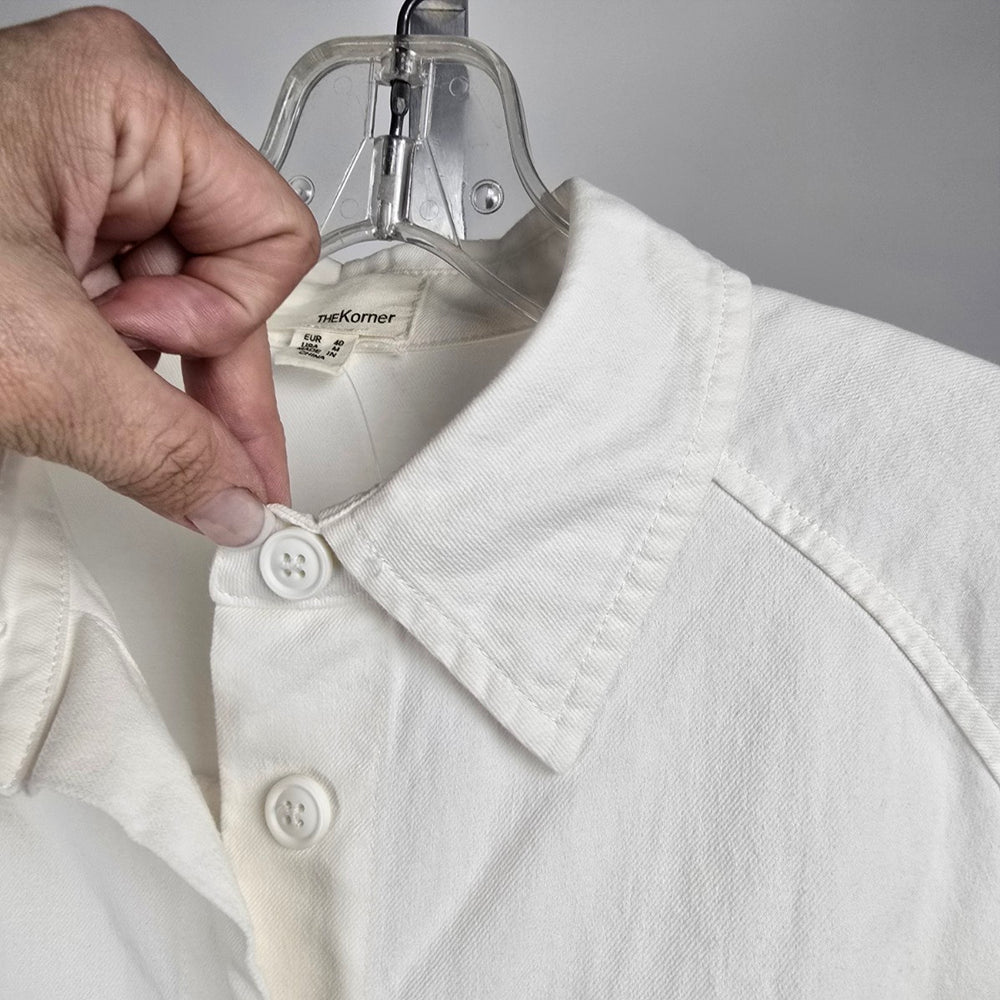 The Korner White Button-Front Oversized Shirt Jacket – Size M