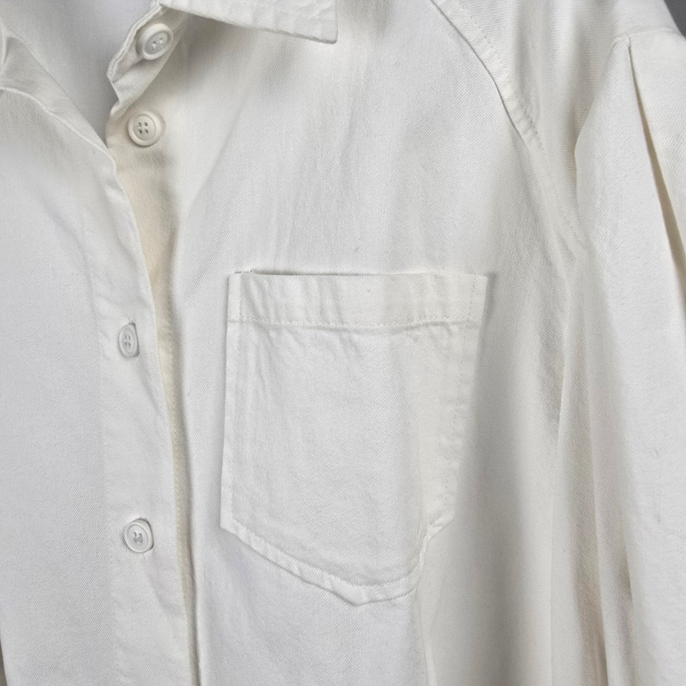 The Korner White Button-Front Oversized Shirt Jacket – Size M