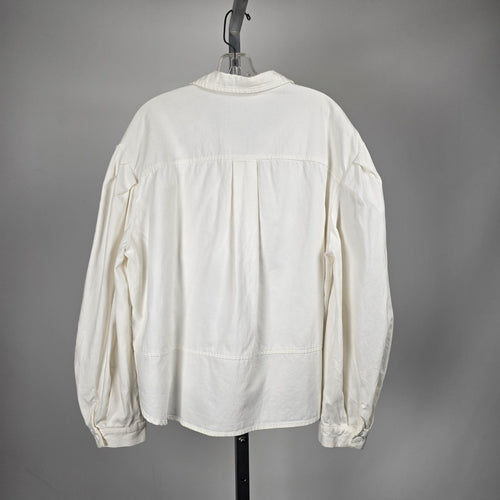 The Korner White Button-Front Oversized Shirt Jacket – Size M