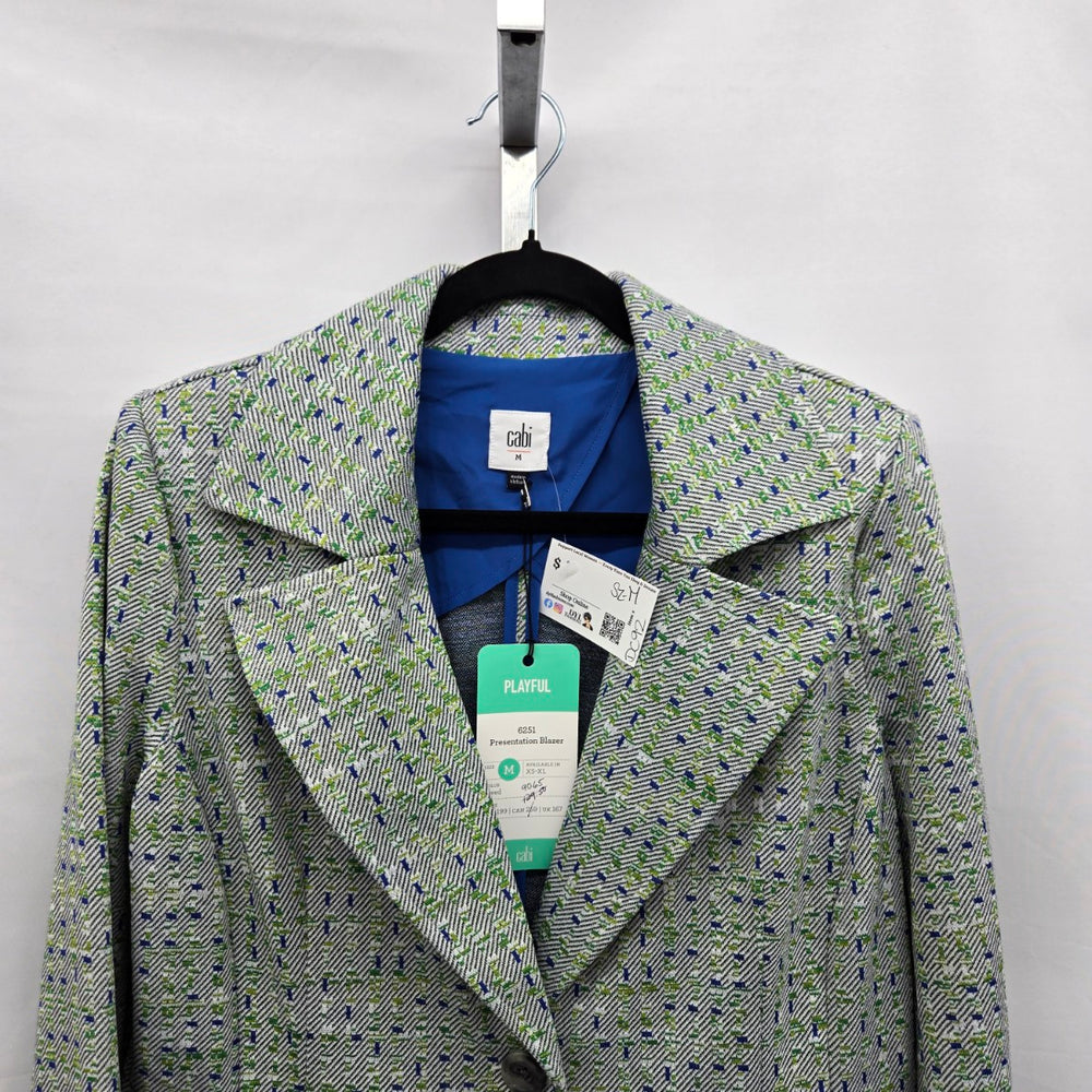 Cabi Presentation Tweed Blazer Green & Blue Pattern Size M