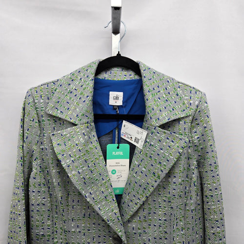Cabi Presentation Tweed Blazer Green & Blue Pattern Size M