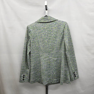 Cabi Presentation Tweed Blazer Green & Blue Pattern Size M