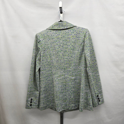 Cabi Presentation Tweed Blazer Green & Blue Pattern Size M