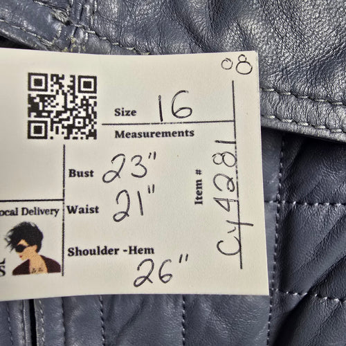 Boutique of Leathers Quilted Leather Jacket Light Blue – Size 16