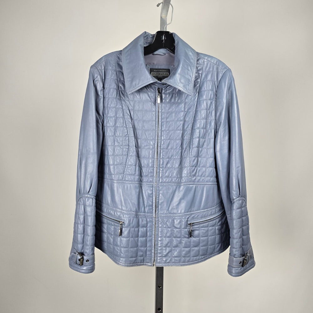 Boutique of Leathers Quilted Leather Jacket Light Blue – Size 16