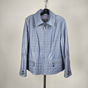 Boutique of Leathers Quilted Leather Jacket Light Blue – Size 16