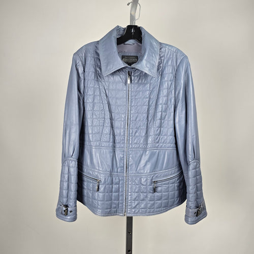 Boutique of Leathers Quilted Leather Jacket Light Blue – Size 16