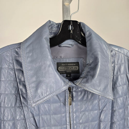 Boutique of Leathers Quilted Leather Jacket Light Blue – Size 16