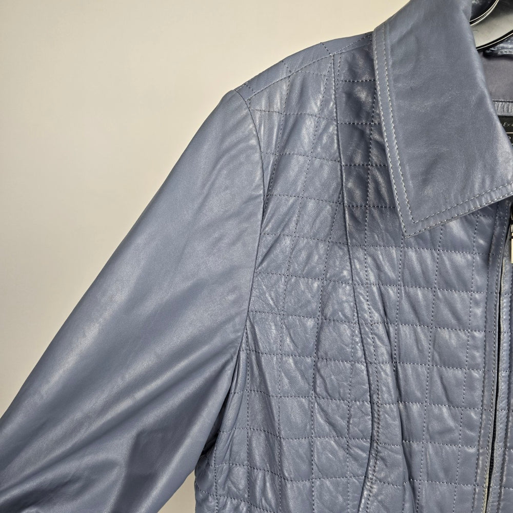 Boutique of Leathers Quilted Leather Jacket Light Blue – Size 16