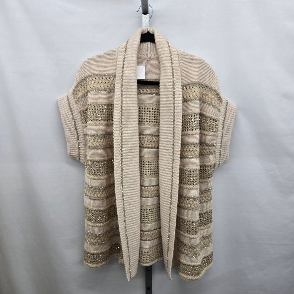 Vintage Marc Cain Cream Knit Cardigan with Sequin Stripe Detail Size S/M