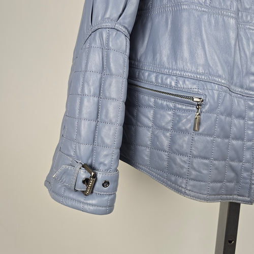 Boutique of Leathers Quilted Leather Jacket Light Blue – Size 16