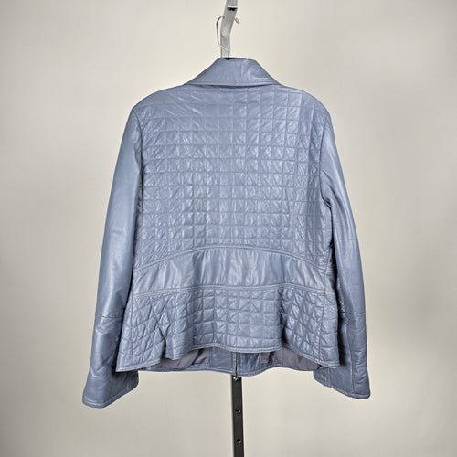 Boutique of Leathers Quilted Leather Jacket Light Blue – Size 16