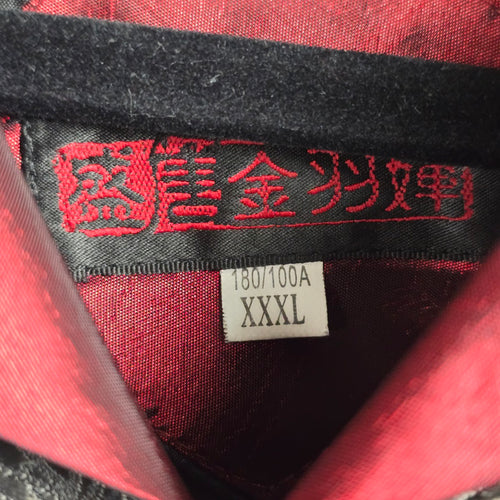Vintage Black Red Peacock Jacquard Frog Closure Jacket – Size M/L