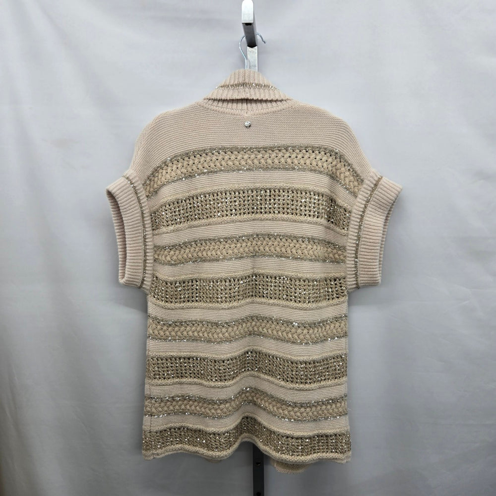 Vintage Marc Cain Cream Knit Cardigan with Sequin Stripe Detail Size S/M