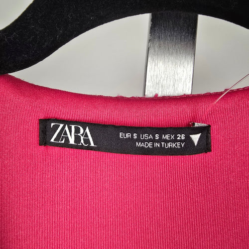 Zara Pink Bouclé Cropped Wrap Blazer – Size S