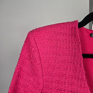 Zara Pink Bouclé Cropped Wrap Blazer – Size S