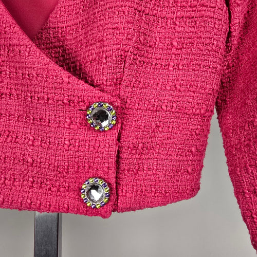 Zara Pink Bouclé Cropped Wrap Blazer – Size S