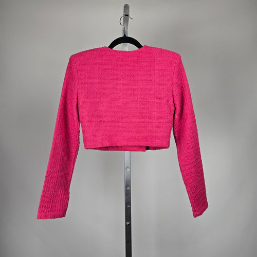 Zara Pink Bouclé Cropped Wrap Blazer – Size S