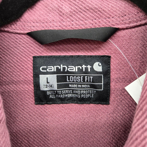Carhartt Women’s Loose Fit Twill Shirt Jacket  Dusty Rose Plaid Size L