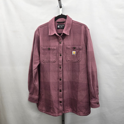 Carhartt Women’s Loose Fit Twill Shirt Jacket  Dusty Rose Plaid Size L
