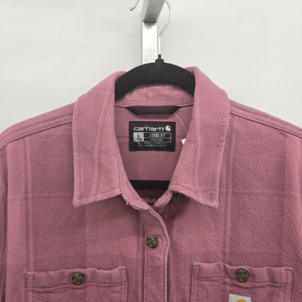 Carhartt Women’s Loose Fit Twill Shirt Jacket  Dusty Rose Plaid Size L