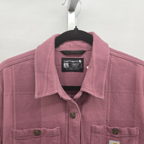 Carhartt Women’s Loose Fit Twill Shirt Jacket  Dusty Rose Plaid Size L