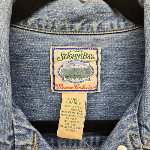 Vintage St. John’s Bay Denim Vest Blue 100% Cotton Vest Size L