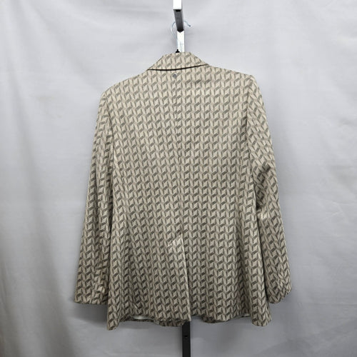 Marc Cain Graphic Jacquard Blazer Jacket Beige & Gray Size S/M