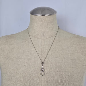 925 Italy Sterling Silver Double Teardrop Crystal Pendant Necklace