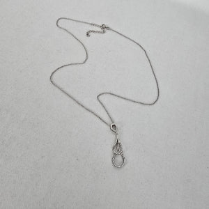 925 Italy Sterling Silver Double Teardrop Crystal Pendant Necklace