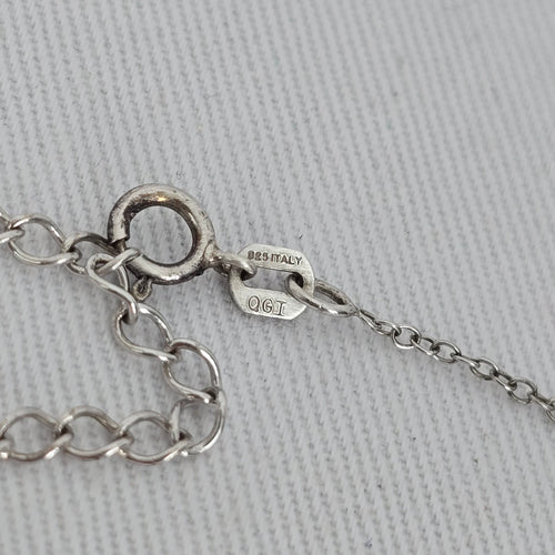 925 Italy Sterling Silver Double Teardrop Crystal Pendant Necklace