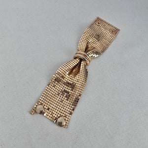 Vintage RAU F. Co. Providence Gold Mesh Bow Cuff Bracelet, 1960s