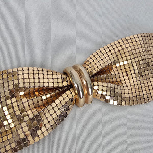 Vintage RAU F. Co. Providence Gold Mesh Bow Cuff Bracelet, 1960s