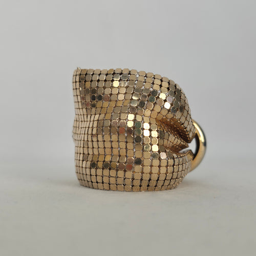 Vintage RAU F. Co. Providence Gold Mesh Bow Cuff Bracelet, 1960s