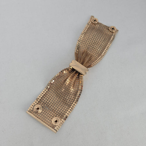Vintage RAU F. Co. Providence Gold Mesh Bow Cuff Bracelet, 1960s