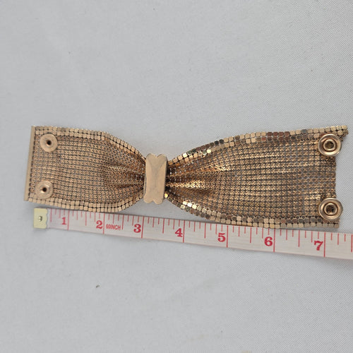 Vintage RAU F. Co. Providence Gold Mesh Bow Cuff Bracelet, 1960s