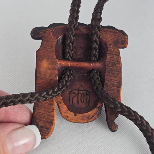 Vintage 1975 Carved Wood Chief Bolo Tie, Western Accessory