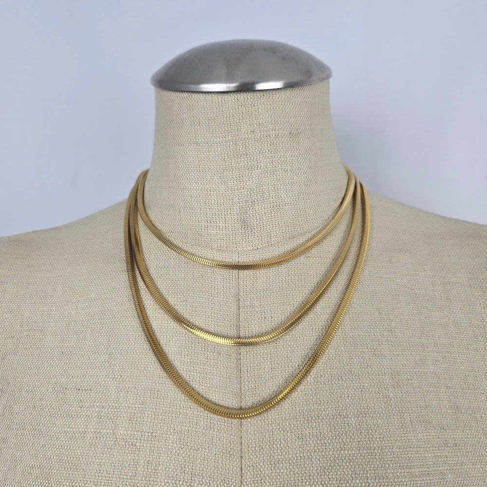 Vintage Gold-Tone Snake Chain Necklace