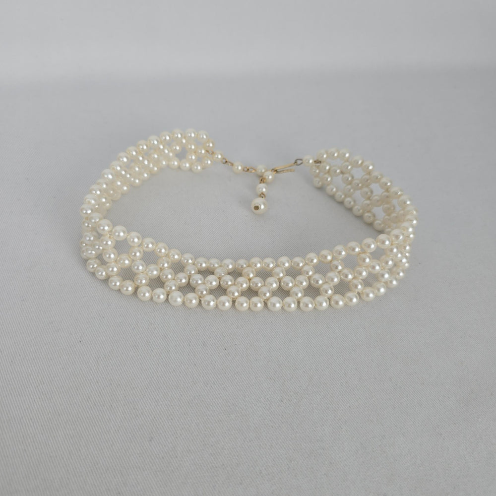 Vintage Faux Pearl Multi-Strand Choker Necklace