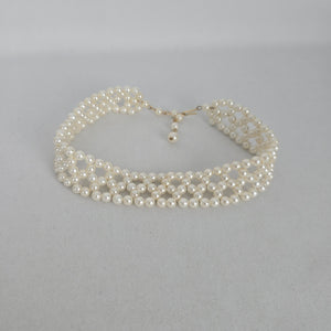 Vintage Faux Pearl Multi-Strand Choker Necklace