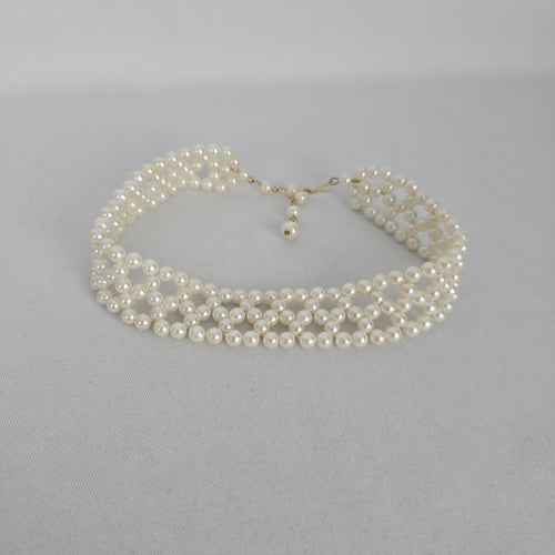 Vintage Faux Pearl Multi-Strand Choker Necklace