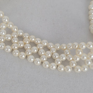 Vintage Faux Pearl Multi-Strand Choker Necklace