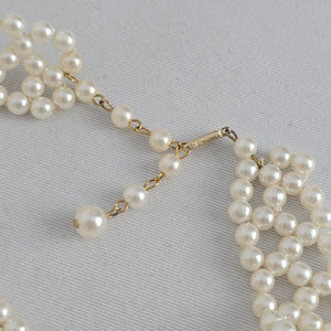 Vintage Faux Pearl Multi-Strand Choker Necklace