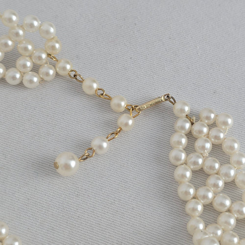 Vintage Faux Pearl Multi-Strand Choker Necklace