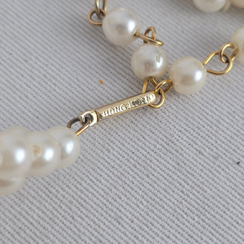 Vintage Faux Pearl Multi-Strand Choker Necklace
